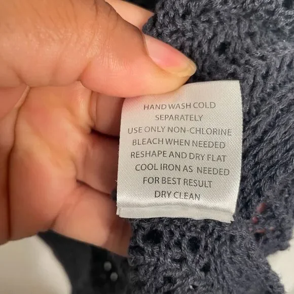 Hippie Rose Womens Crochet Open Knit Sweater S Navy Blue Retro Fishnet Pullover - Picture 4 of 6